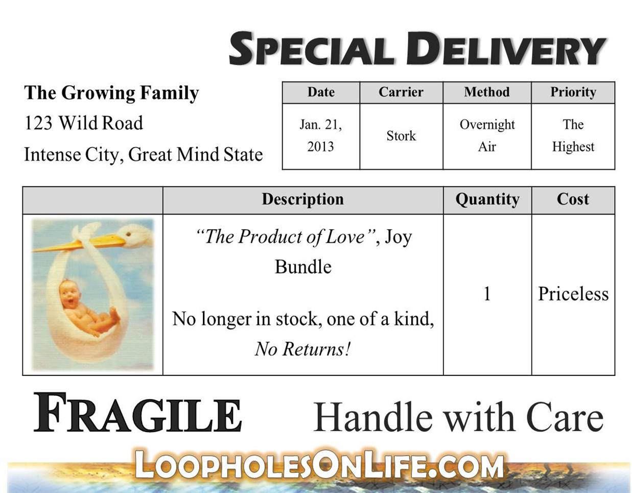 message for new parents newborn special delivery handle with care quote